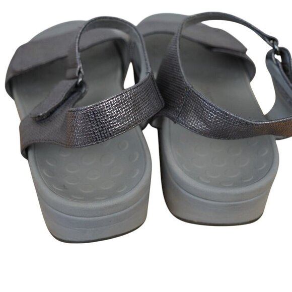 Vionic Pacific Raz Silver Sandals Womens Size 10 Comfortable Hook & Loop Closure - Picture 5 of 8